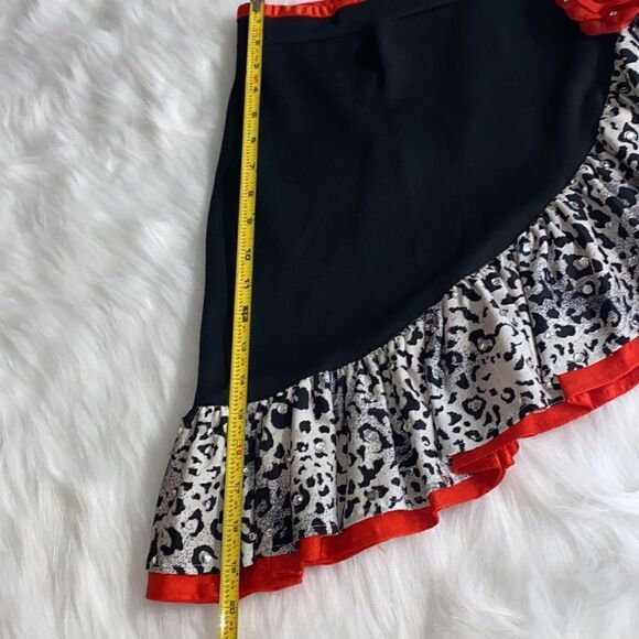 Dance Costume Latin Style Black/Red/White Animal Print Size Small - Picture 10 of 13